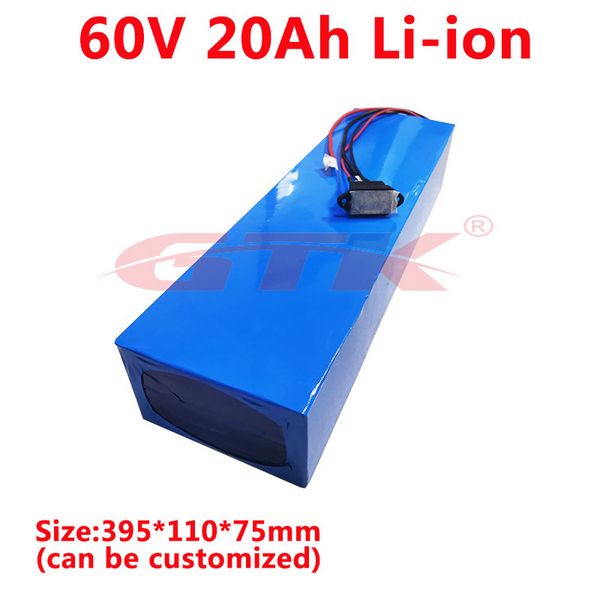 Batterie GTK 60v 20Ah lithium NMC li ion avec BMS 1500W pour moteur électrique scooter ebike + chargeur 3A 67.2V