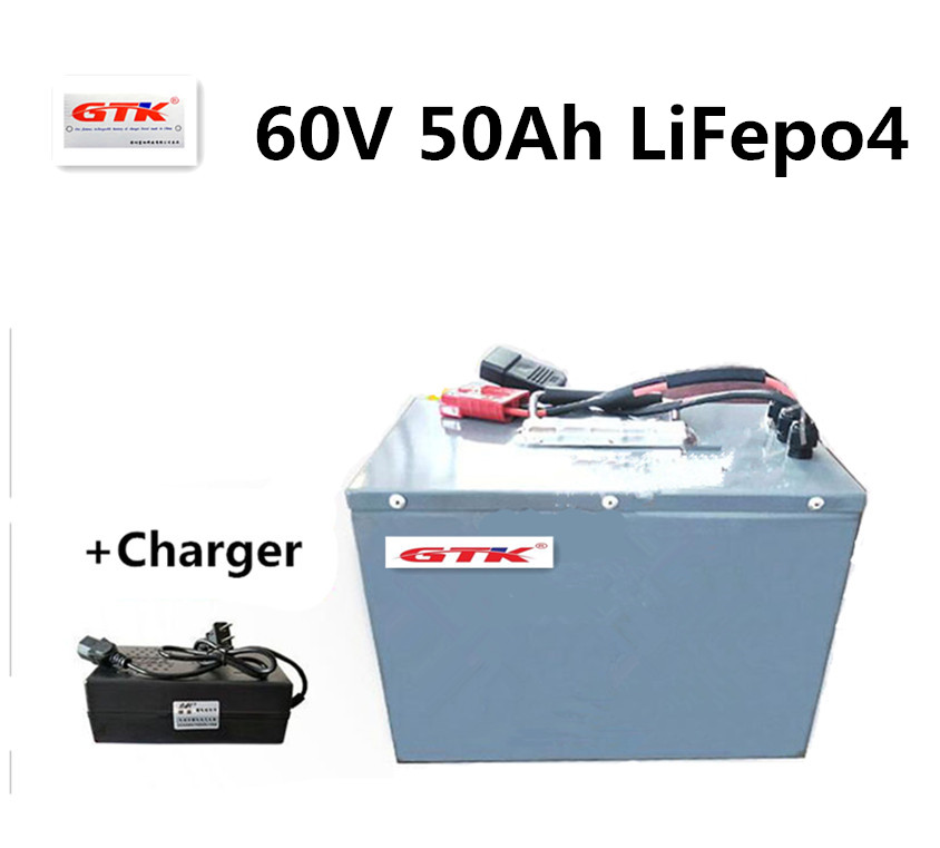 GTK 60V 50AH Lithium LifePo4 Pakiet akumulatorowy dla Electric Electric Electric Sports Scooter E-Motor Wysoka energia magazynowa+ładowarka 5A