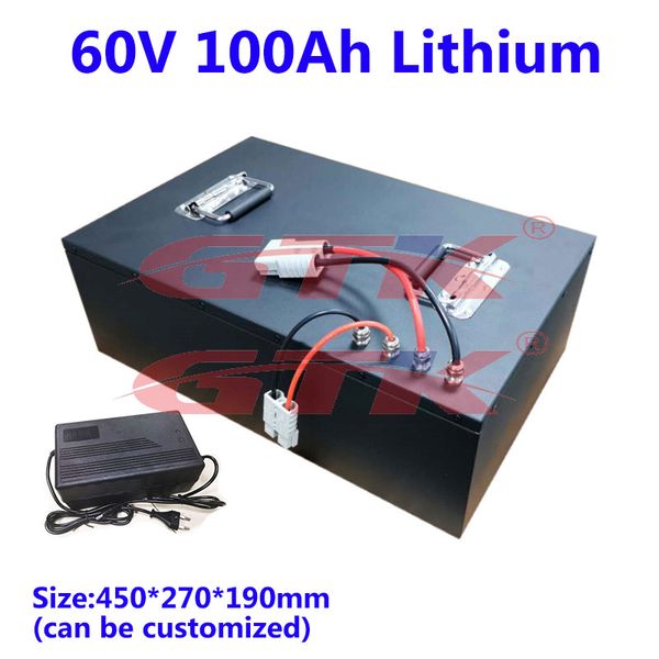 GTK – batterie lithium-ion 60V, 80ah, 100ah, avec BMS 100a, pour voitures de tourisme électriques, outils électriques de stockage d'énergie, chargeur 10a