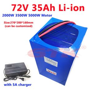 GTK 72V 35AH lithium Li ion batterij pack met BMS oplaadbaar voor 72v 3000W elektrische motorcycle rikshaw goft cart + 5A-oplader
