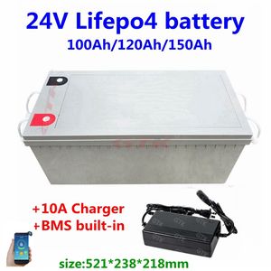 Batterie au lithium GTK Lifepo4 24V 100Ah 120Ah 150Ah avec BMS pour RV camping-car Yacht stockage d'énergie solaire + chargeur 10A