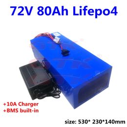 GTK Lifepo4 72V 80ah lithium accu met BMS 24s voor 5000W 6000W 72V motorfiets RV golfkar camper + 10A Charger