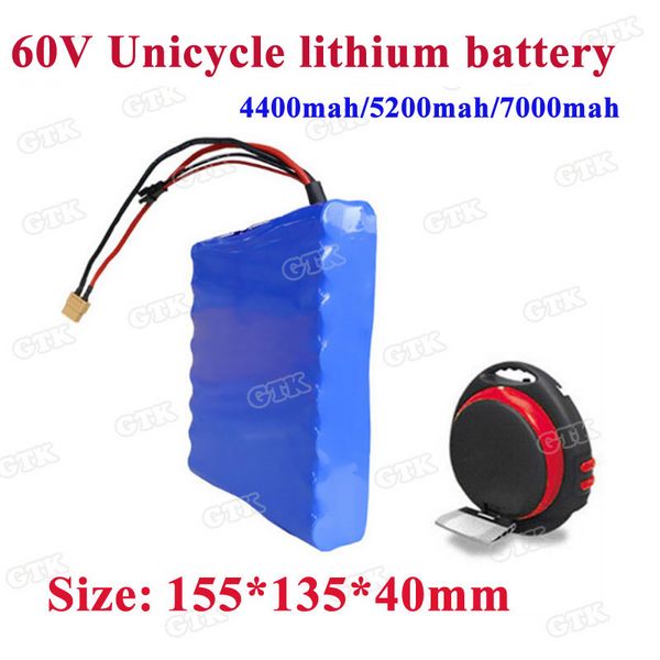 GTK Lithium 60v batterie li-ion 60v 4400mah 5200mah 7000mah 350w 18650 cellule avec BMS pour monocycle électrique/Segway/planche à roulettes