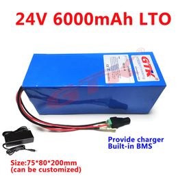 GTK Lithium Titanate 24 V 6000 MAH LTO Batterij 20000 Cyclelife 6AH voor elektrische fiets scooter Kinderwagen Skateboard + 2A-oplader