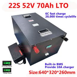 GTK LTO 52V 70AH lithium titanaat batterij pack met bluetooth fuction for 48v 52v motorfiets zonnestelsel driewieler RV EV + 10A-oplader