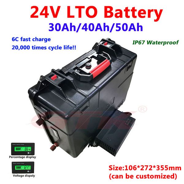 Batterie GTK LTO 24V 30Ah 40Ah 50Ah batterie au Lithium titanate 20000 cycles de vie avec BMS pour panneaux solaires bateau machine + chargeur 5A