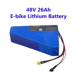 GTK PVC-behuizing 48V 26Ah lithiumbatterij Oplaadbare driehoek E-bike batterij met BMS 1200W 2400W + oplader voor e-fiets E-scooter