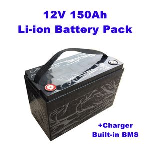 Paquete de batería de iones de litio recargable GTK de 12V y 150Ah con pantalla LED 4S BMS para almacenamiento de energía Solar, barco de pesca, farola Solar