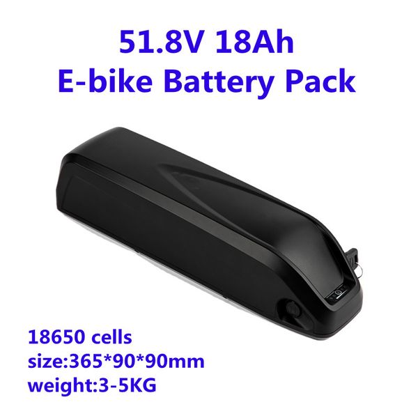 GTK Rechargeable 48V 51.8V 52V 18Ah Hai longue batterie e-bike 14S Lithium Ion pour vélo électrique 1000W