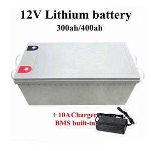 GTK Rechargeable Anti-Water 12V 300AH 400ah Lithium Ion Batterie 12V BMS avec Bluetooth pour bateau à bateau électrique Système solaire + 20A Chargeur