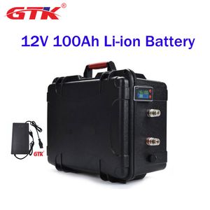 GTK – batterie Lithium-Ion étanche 12V, 100ah, Rechargeable avec BMS + chargeur 10a, pour aspirateur Intelligent, lumières LED UPS