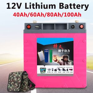 GTK Waterdichte 12V 40AH 60AH 80AH 100AH ​​Lithium Li-Po-batterij met BMS voor omvormer Outdoor Power UPS-boot + oplader