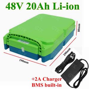 Batterie lithium-ion GTK étanche 48v 20Ah li-ion pour moteur de scooter électrique 500w 1000w 48v ebike + chargeur 54.6v 2A