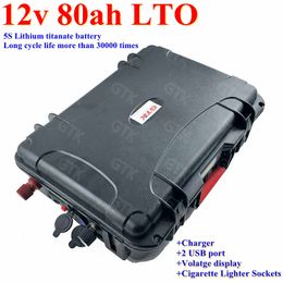 GTK waterdichte Lithium titanate batterij 12v 80ah LTO accu BMS voor voeding Zonnestelsel golfkar EV + 10A Charger