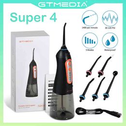 Gtmedia-Super 4 USB oplaadbare orale irrigator, draagbare tandheelkundige sprinkler, 300 ml watertank, wasmiddel 220511
