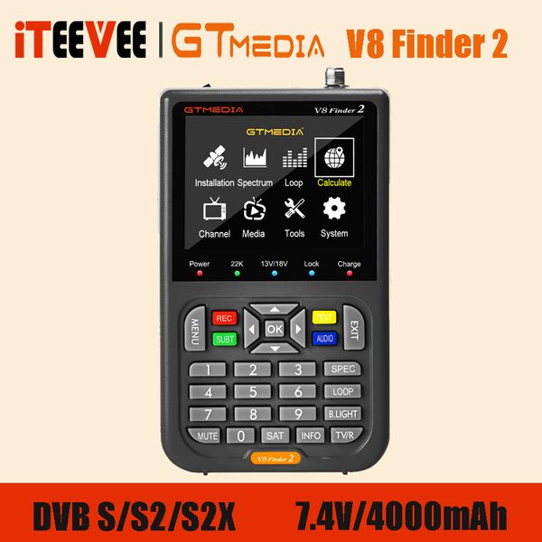 GTMEDIA V8 FINDER 2 Pro SATELLITE Signal Finder DVB S / S2 / S2X HD 1080P Récepteur de signal TV SAT DÉCODER DU BRÉSIL ACM H.264 Navire libre