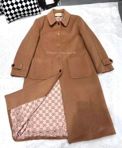 Gu cci dames winterjas ontwerper mode brede revers riem zak wolmix jas oversized lange geul uitloper wol