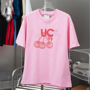 GU Correct Hoge versie 24S Nieuw T-shirt met korte mouwen Cherry Digital Print OS Drop Schouderstijl Unisex