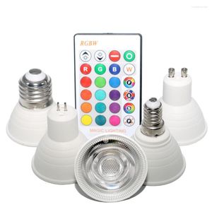 Bombilla LED blanca GU10/GU5.3/E27 RGB, foco de cambio de 16 colores, CA 85-265V, 5W, control remoto de lámpara