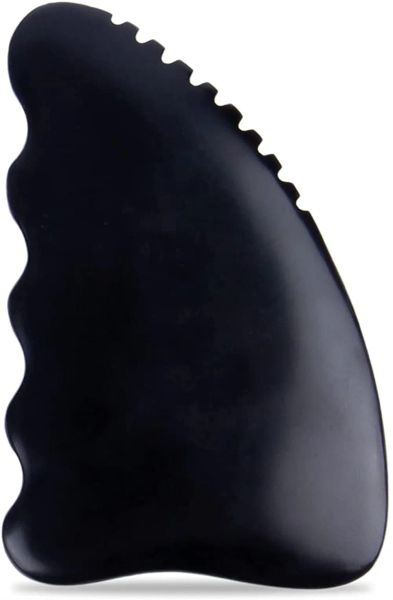 Gua Sha Herramientas de masaje corporal facial Piedra Bian única de 9 bordes con crestas Herramienta de raspado suave GuaSha Negro XB ZZ