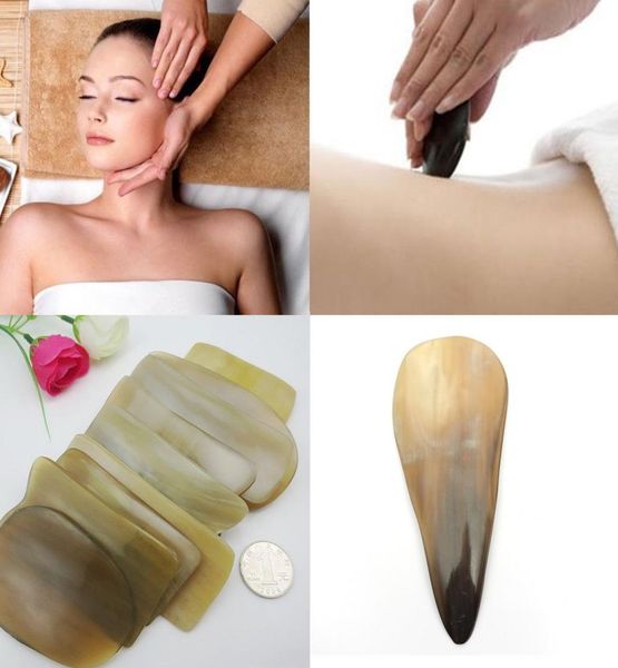 Gua Sha Traitement facial Massage chinois Natural Buffalo Horn Stracing Cure Tool R289689356