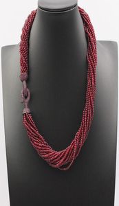 Bijoux guaiguai 20 brins naturels lisses rond grenat perles collier gunmetal couleur plaquée pavé pave pave 19nch pour femmes1095946