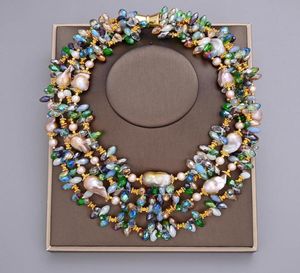 GuaiGuai bijoux 4 brins 25MM naturel violet Keshi Baroque perle coloré cristal collier fait à la main pour les femmes vraies pierres précieuses La1717681