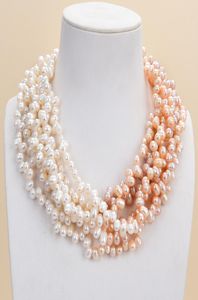 GuaiGuai bijoux 7 brins collier de perles de riz blanc percé pour les femmes vraies pierres précieuses pierre dame bijoux de mode 8679103