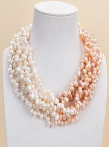 GuaiGuai bijoux 7 brins collier de perles de riz blanc percé pour les femmes vraies pierres précieuses pierre dame bijoux de mode 1123491