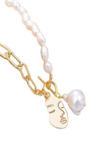 Bijoux guaiguai baroque Baroque Collier de serrure de perle irrégulière Collier Love Geometric Aangel Pendant