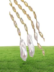 Guaiguai sieraden gekweekt witte keshi parel rectanle cz pave ketting ketting 50quot lange ketting handgemaakt voor dames9933096