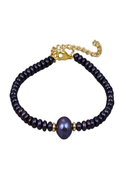 GuaiGuai joyería genuina Natural 11mm Tahití negro pulsera de perlas reales hecha a mano para mujeres joyería de moda para mujer Real 7984542