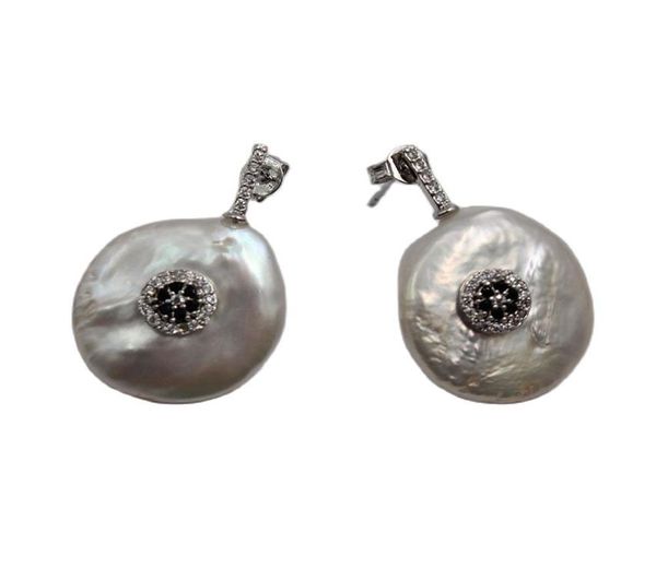 GuaiGuai – boucles d'oreilles en perles Keshi, bijoux naturels, grande pièce blanche de 22MM, clou pavé en Cz, fait à la main pour femmes, 3288881