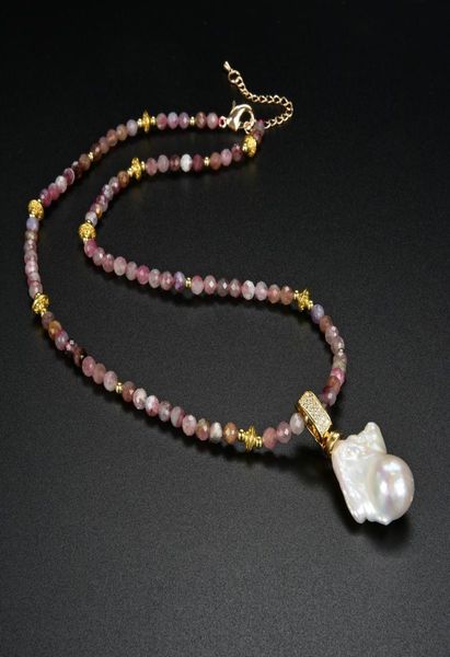 GuaiGuai bijoux naturel 5mm collier Tourmaline rouge culture blanc Keshi perle pendentif vrais bijoux dame mode bijoux 3953379