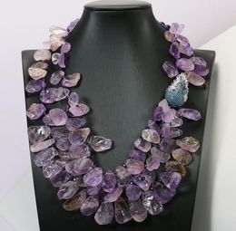 Guaiguai Bijoux Natural Ametrine Rough Round Faceted Purple Amethyst Crystal CZ Pave Connecteur Pendant Handmade pour WOME9323661