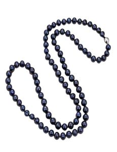 Guaiguai sieraden Natural Black Pearl Classic 32quot 9mm zwarte ronde parel lange ketting voor vrouwen echte edelstenen stenen dame mode J6911230