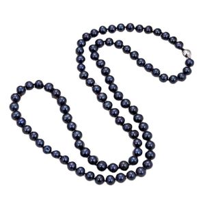 Guaiguai sieraden Natural Black Pearl Classic 32quot 9mm zwarte ronde parel lange ketting voor vrouwen echte edelstenen stone dame mode J2851758