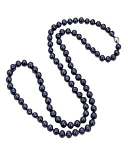 Guaiguai sieraden Natural Black Pearl Classic 32quot 9mm Black Round Pearl Lange ketting voor vrouwen echte edelstenen stenen dame mode J5486308