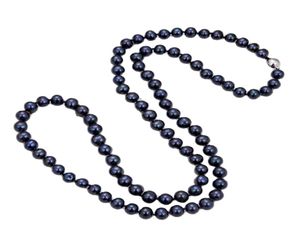 Guaiguai sieraden Natural Black Pearl Classic 32quot 9mm zwarte ronde parel lange ketting voor vrouwen echte edelstenen stenen dame mode J4609909