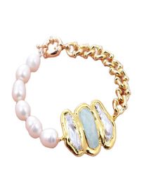 GuaiGuai bijoux naturel culture perle de riz blanc Amazonite Biwa perle chaîne Bracelet pour femmes vraie dame mode bijoux 6139851