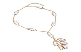 GuaiGuai bijoux naturel culture d'eau douce blanc Biwa perle couleur or plaqué chaîne collier fait à la main pour les femmes vraies pierres précieuses pierre 2901757