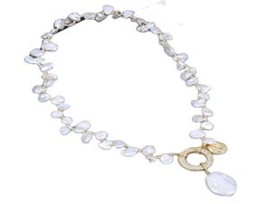 Guaiguai Bijoux Natural Natural Freshater Cultired White Keshi Pearl Choker Collier Perle Perle Perl Pendant 18quot pour femmes7213895