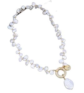 Guaiguai Bijoux Natural Natural Freshater Cultired White Keshi Pearl Choker Collier Perle Perle Perl Pendant 18quot pour femmes7693171