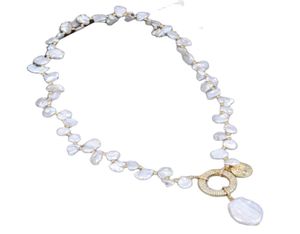 Guaiguai Bijoux Natural Natural Freshater Cultired White Keshi Pearl Choker Collier Perle Perle Perl Pendant 18quot pour femmes4535190