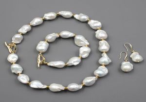 GuaiGuai bijoux naturel d'eau douce culture blanc Keshi baroque collier de perles Bracelet boucles d'oreilles ensembles pour femmes dame Fashion5450866