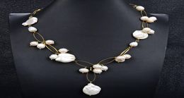 GuaiGuai bijoux naturel blanc Keshi collier de perles pendentif collier pour femmes vraies pierres précieuses pierre dame mode bijoux 9873160