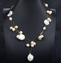 GuaiGuai bijoux naturel blanc Keshi collier de perles pendentif collier pour femmes vraies pierres précieuses pierre dame mode bijoux 9616020