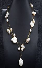 GuaiGuai bijoux naturel blanc Keshi collier de perles pendentif collier pour femmes vraies pierres précieuses pierre dame mode bijoux 2438461