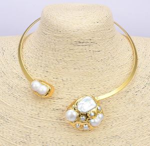 GuaiGuai bijoux naturel blanc Keshi perle 24 K plaqué or jaune collier ras du cou fait à la main pour les femmes vrais bijoux dame mode Je9397826