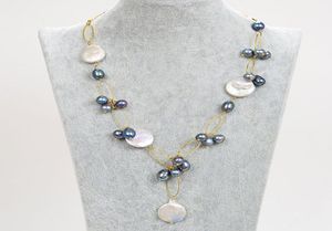 Guaiguai Bijoux Blanc Perle Perle Black Rice Pearl Chain Collier à la main pour femmes Real Gems Stone Lady Fashion Jewellery1718816